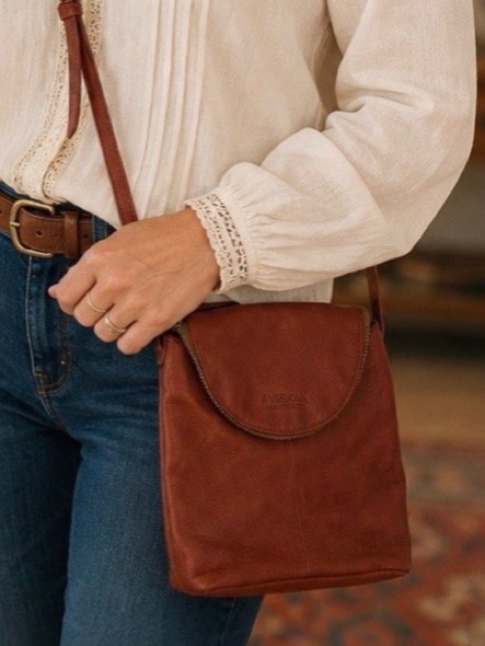 Women’s Brown Leather Crossbody Bag with Flap